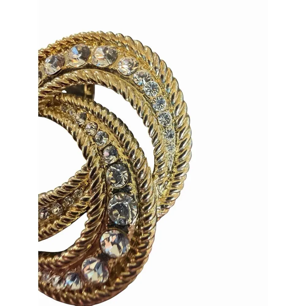 Garnay DAR Daughters American Revolution Rhinestone Swirl Brooch Pin **Read**